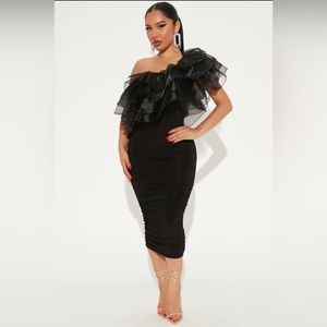 Never worn NWT fashionova 1 shoulder fluff dress